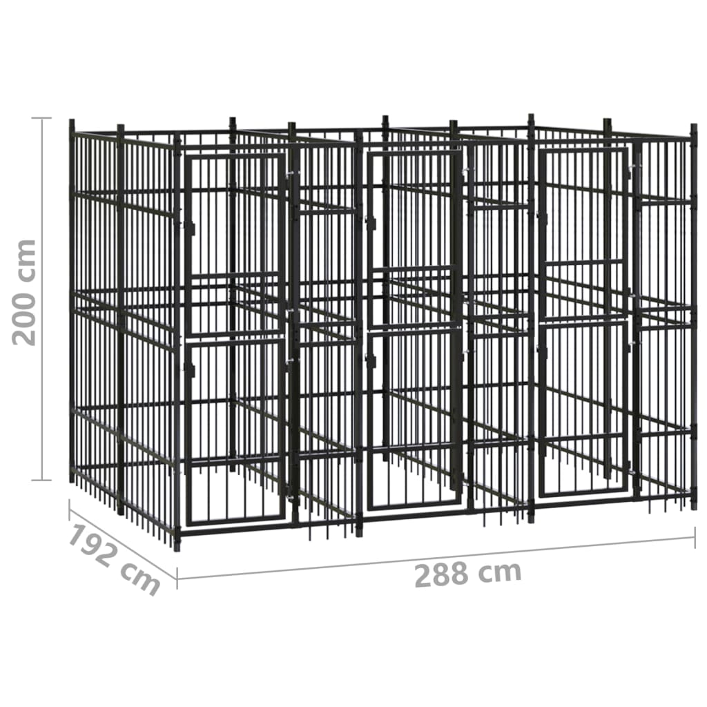 Outdoor Dog Kennel Steel 5.53 mÂ²