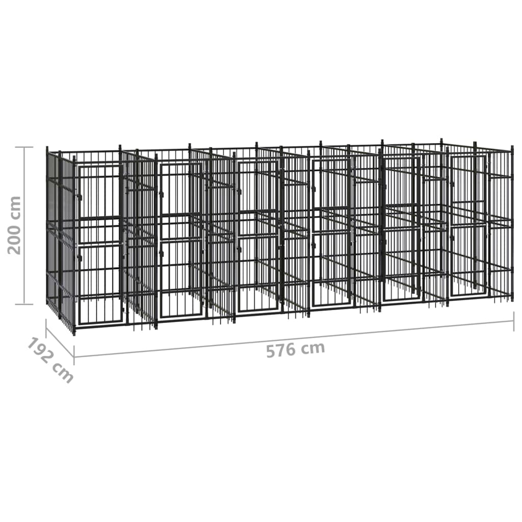 Outdoor Dog Kennel Steel 11.06 mÂ²