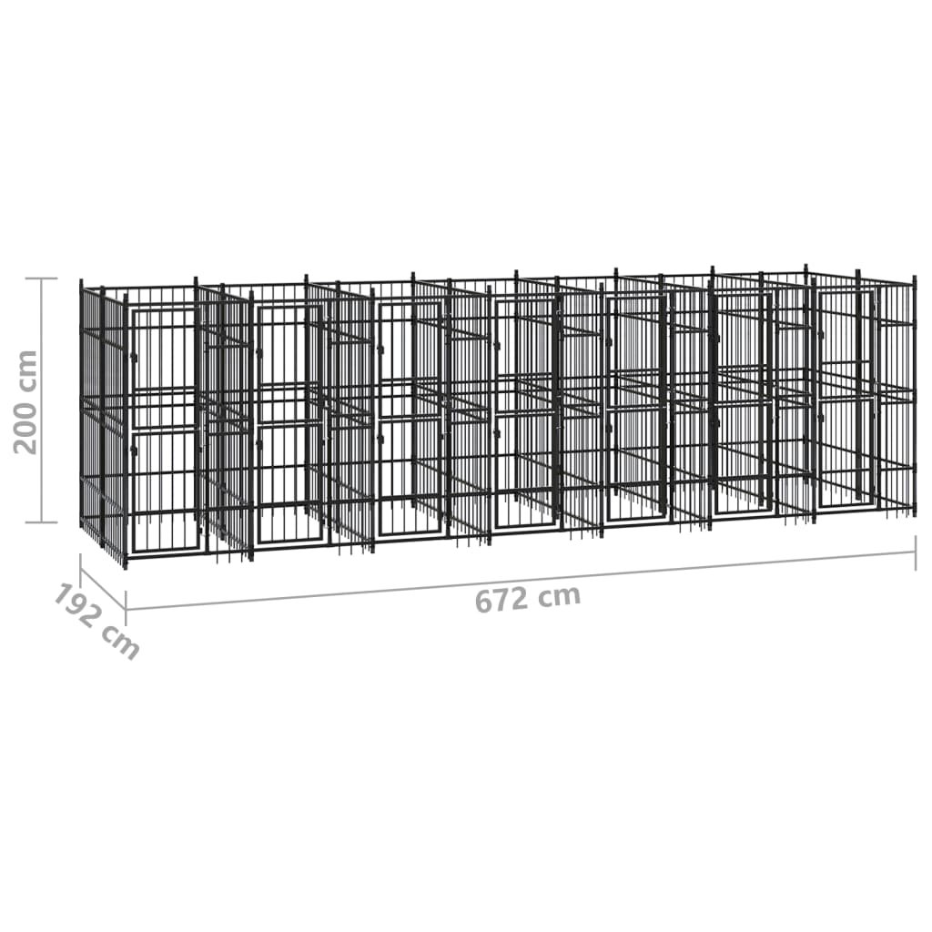 Outdoor Dog Kennel Steel 12.9 mÂ²