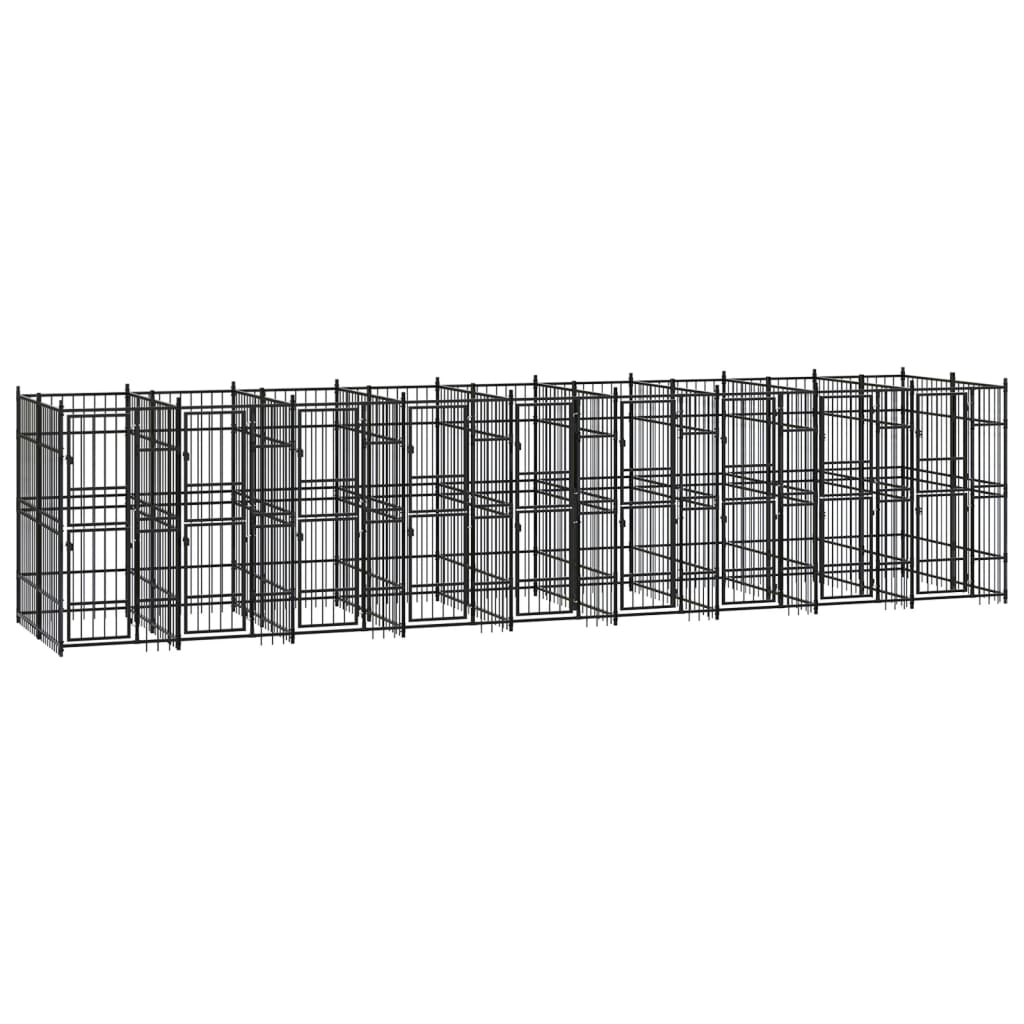 Outdoor Dog Kennel Steel 16.59 mÂ²