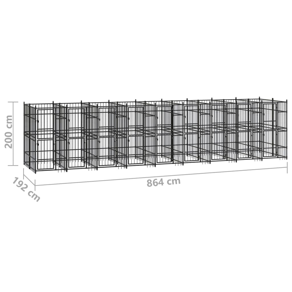 Outdoor Dog Kennel Steel 16.59 mÂ²