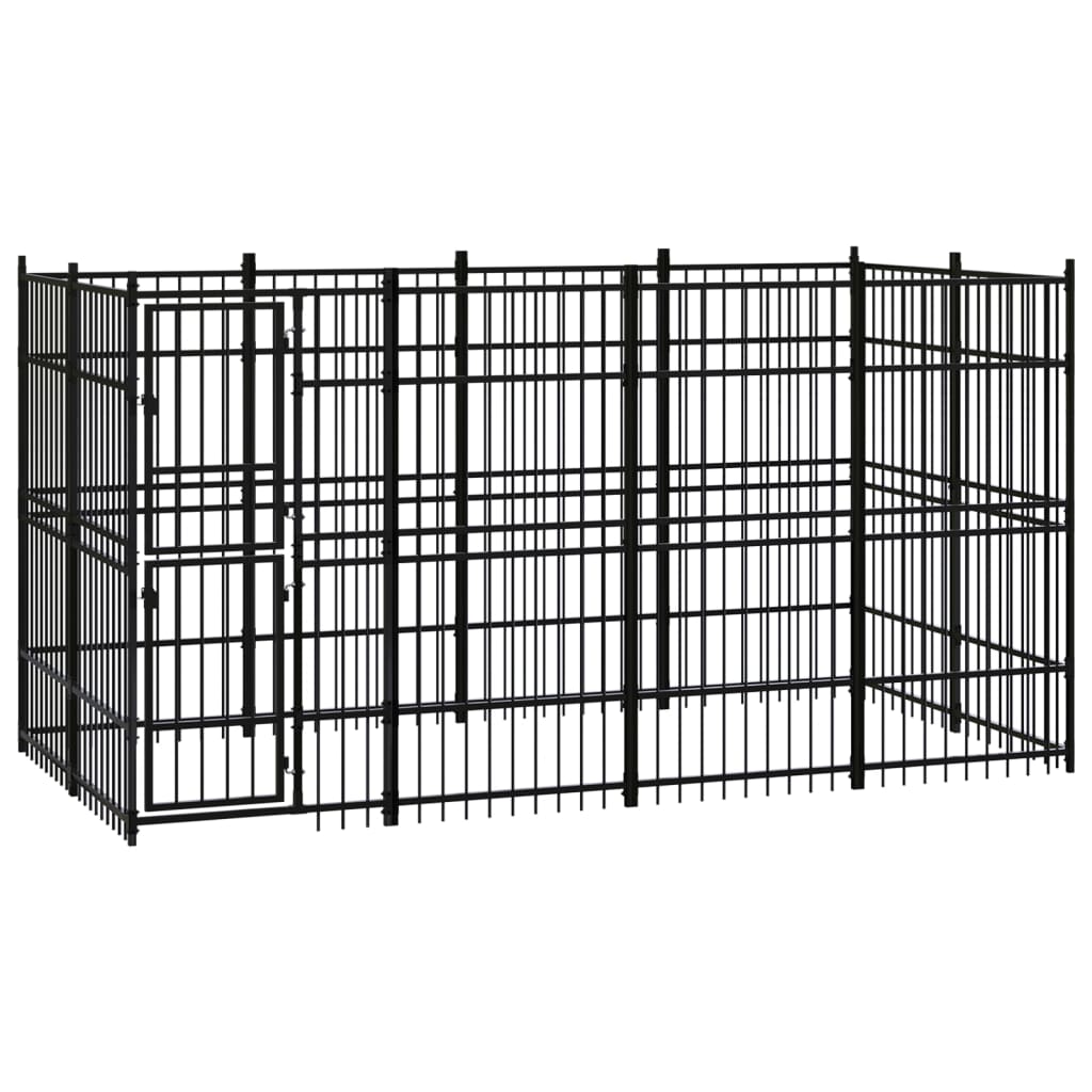 Outdoor Dog Kennel Steel 7.37 mÂ²