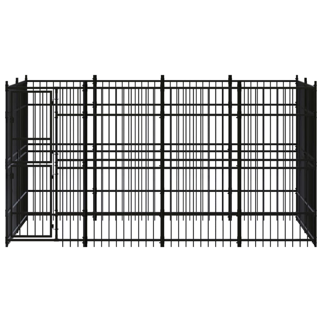 Outdoor Dog Kennel Steel 7.37 mÂ²