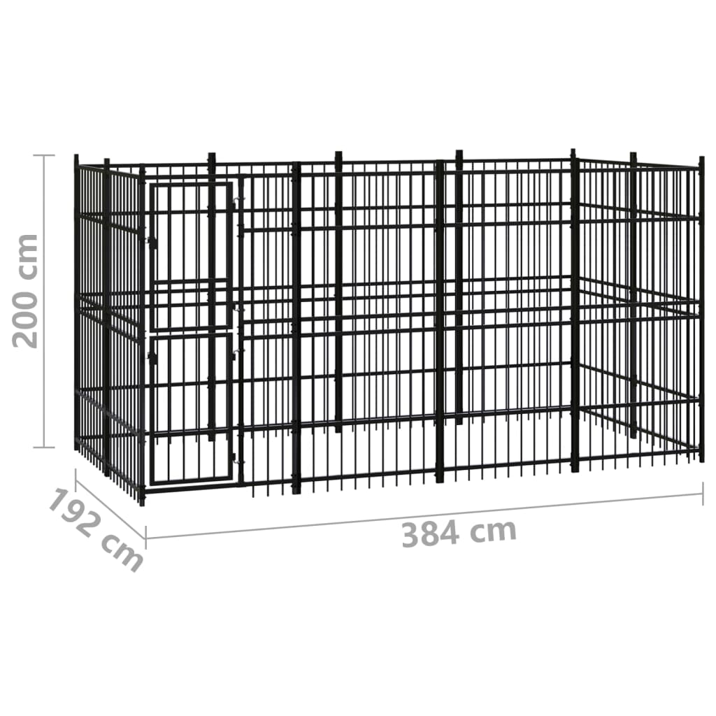 Outdoor Dog Kennel Steel 7.37 mÂ²