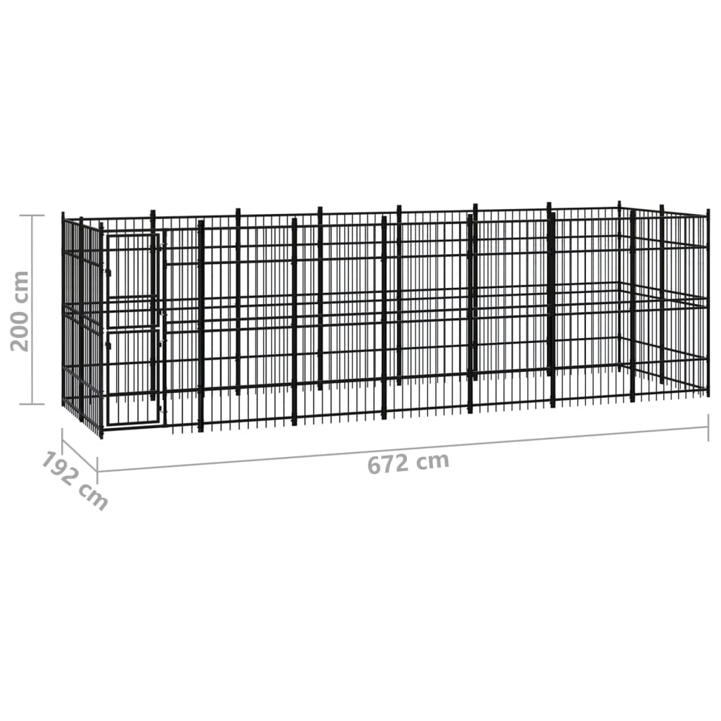 Outdoor Dog Kennel Steel 12.9 mÂ²