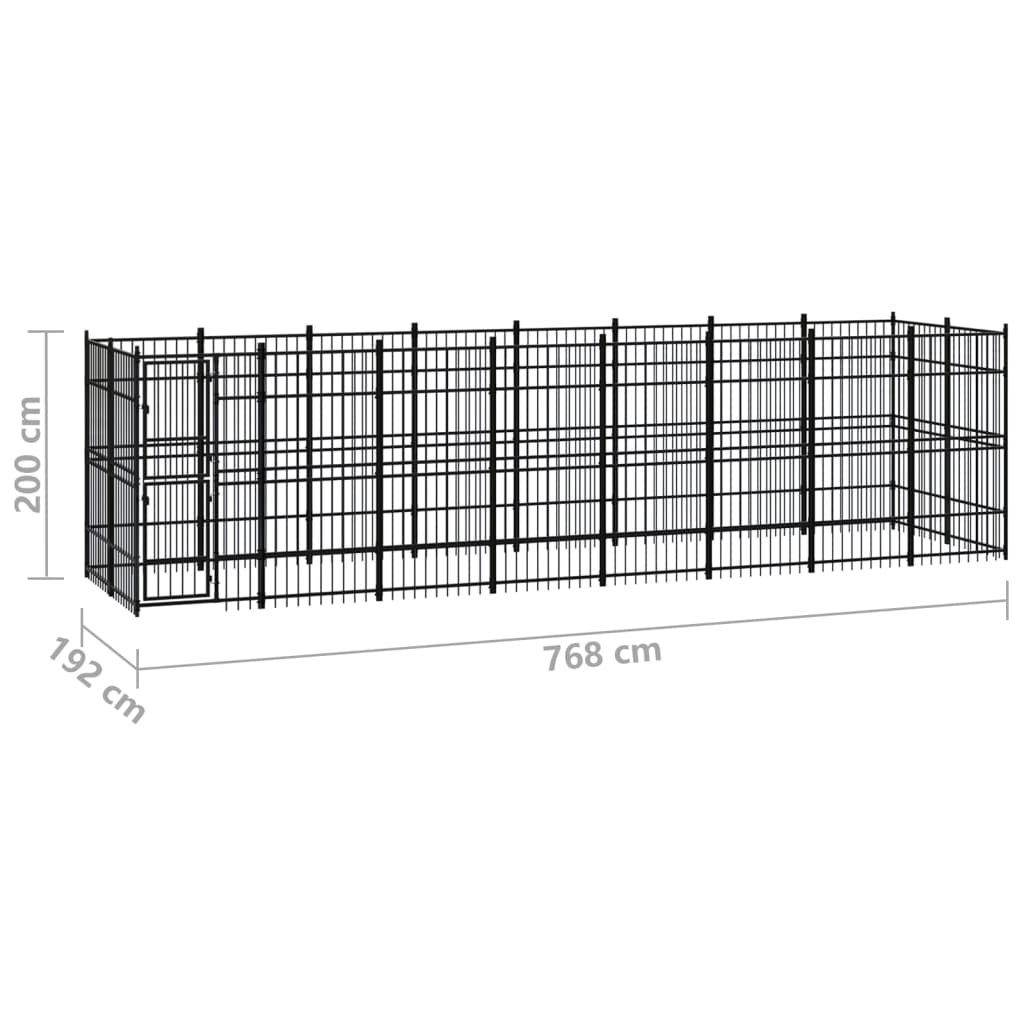 Outdoor Dog Kennel Steel 14.75 mÂ²