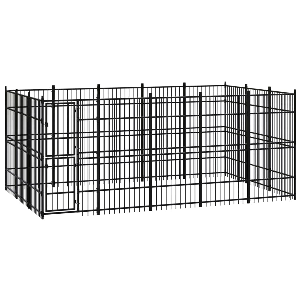 Outdoor Dog Kennel Steel 13.82 mÂ²