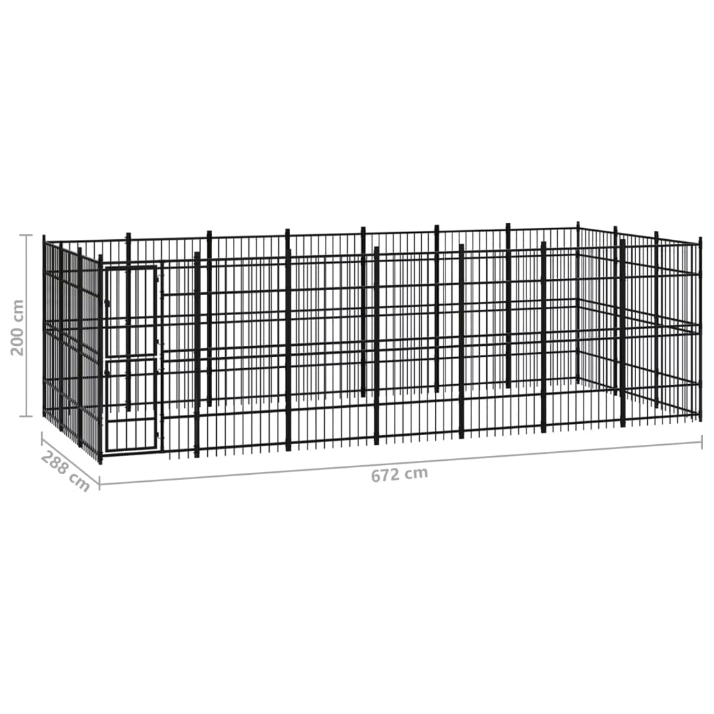 Outdoor Dog Kennel Steel 19.35 mÂ²