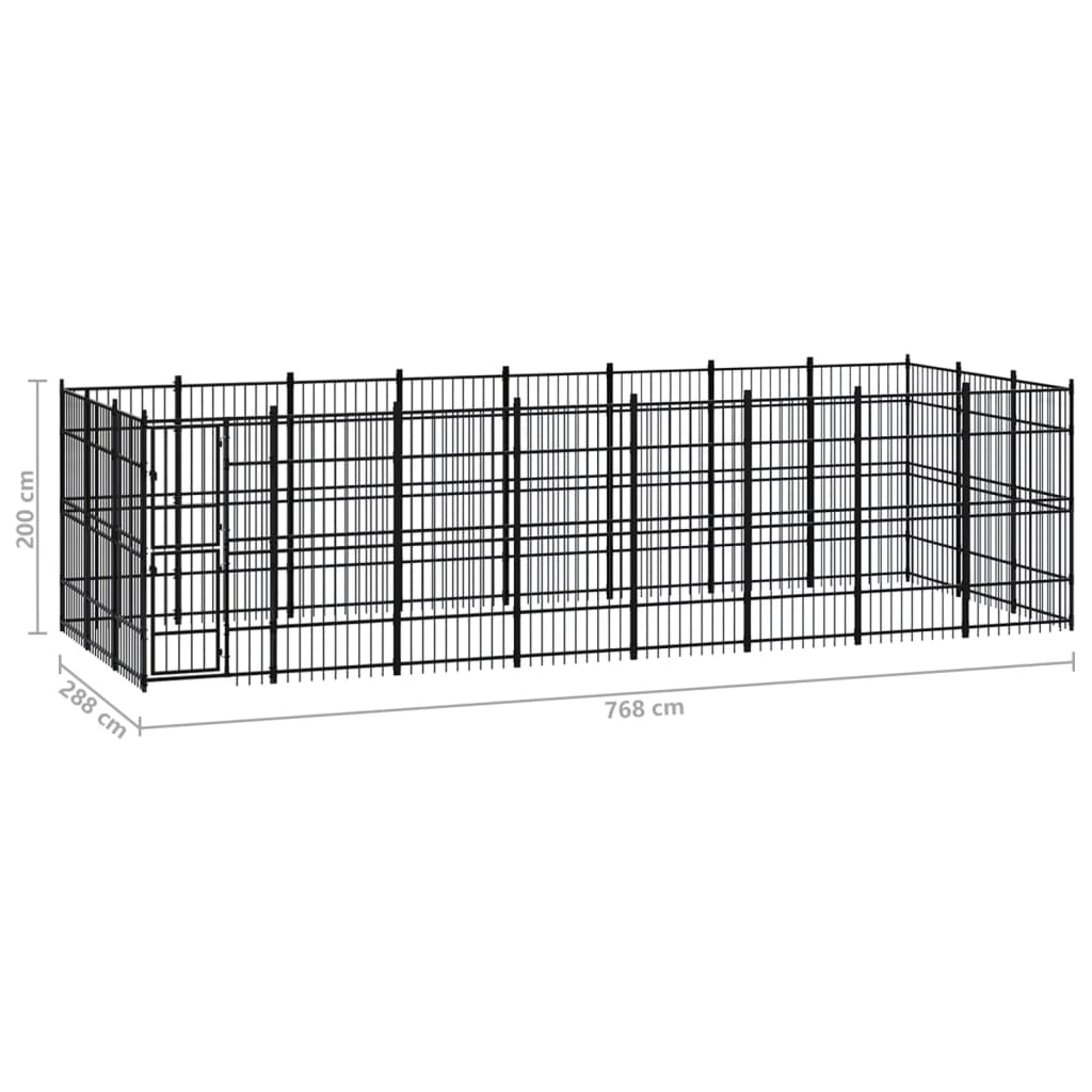 Outdoor Dog Kennel Steel 22.12 mÂ²