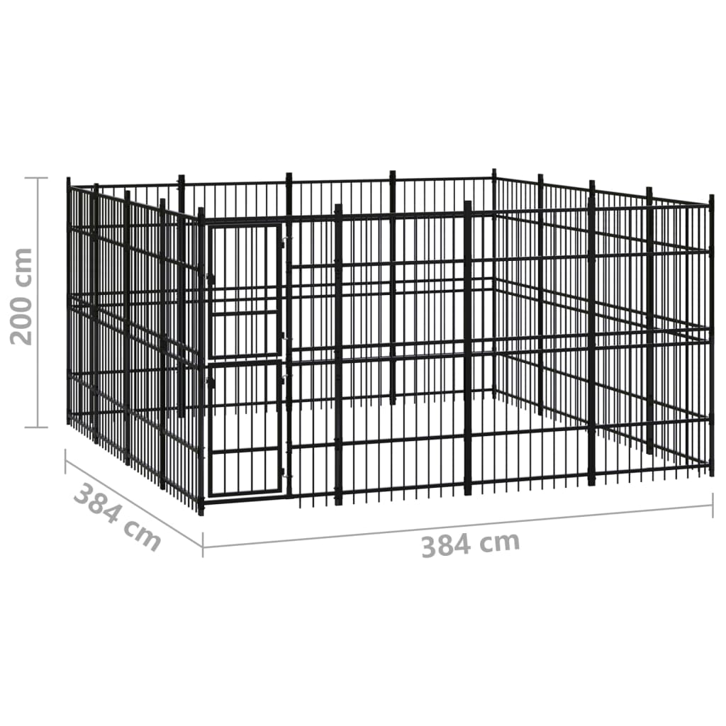 Outdoor Dog Kennel Steel 14.75 mÂ²