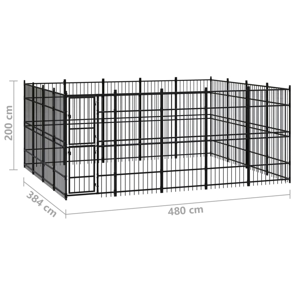 Outdoor Dog Kennel Steel 18.43 mÂ²