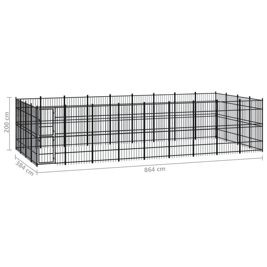 Outdoor Dog Kennel Steel 33.18 mÂ²