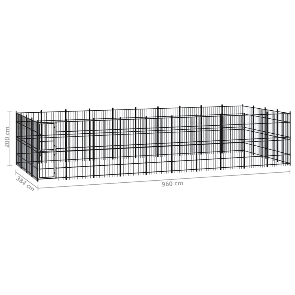 Outdoor Dog Kennel Steel 36.86 mÂ²