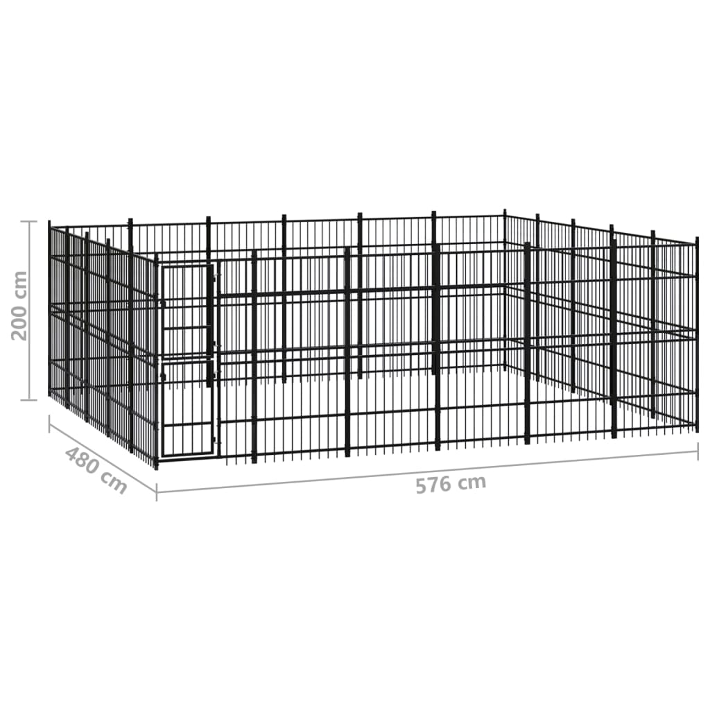 Outdoor Dog Kennel Steel 27.65 mÂ²