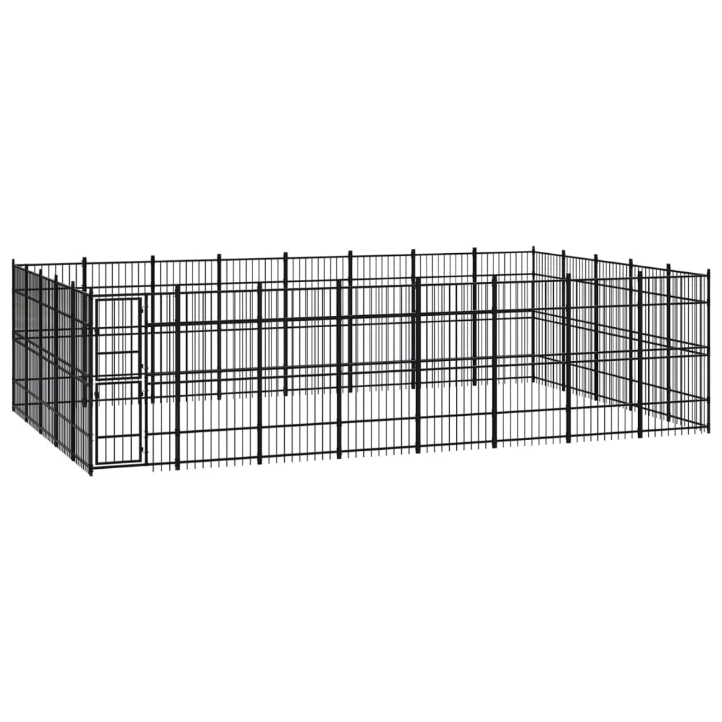 Outdoor Dog Kennel Steel 36.86 mÂ²