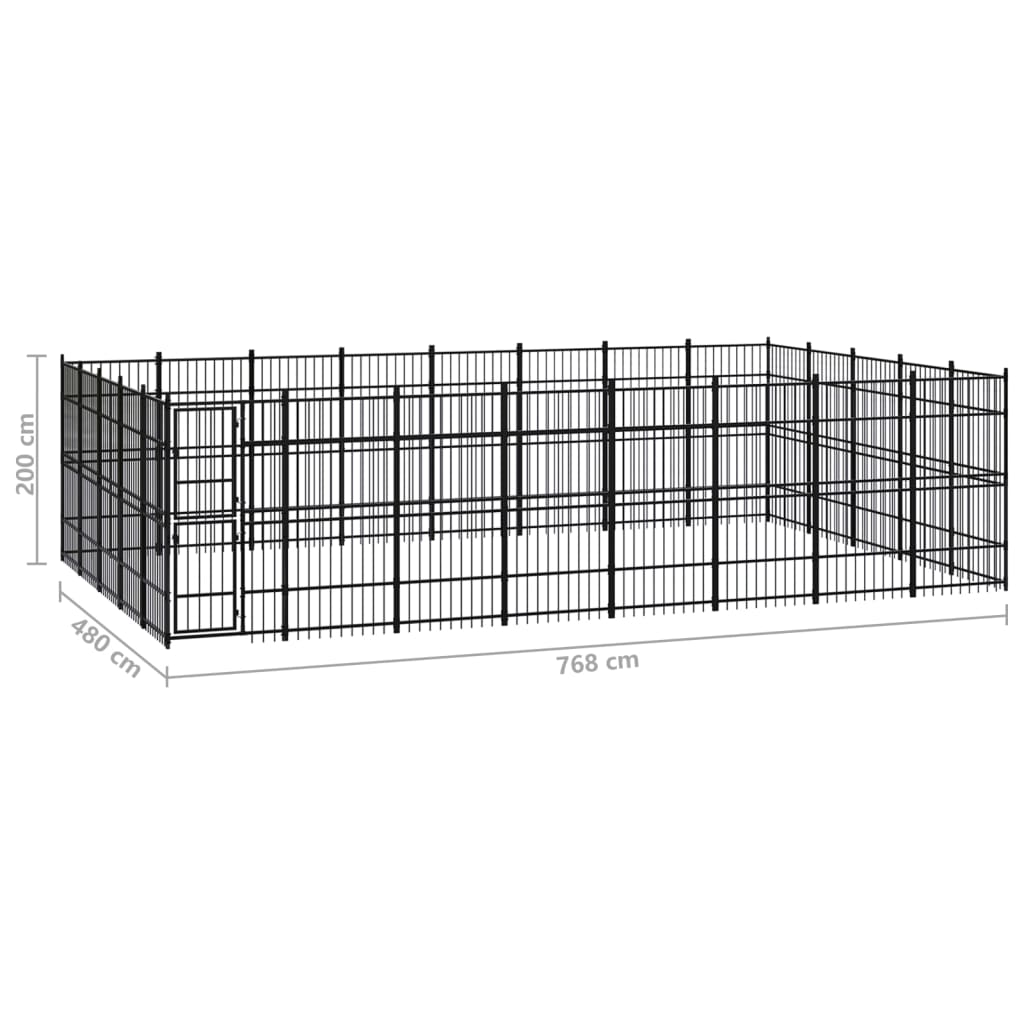 Outdoor Dog Kennel Steel 36.86 mÂ²