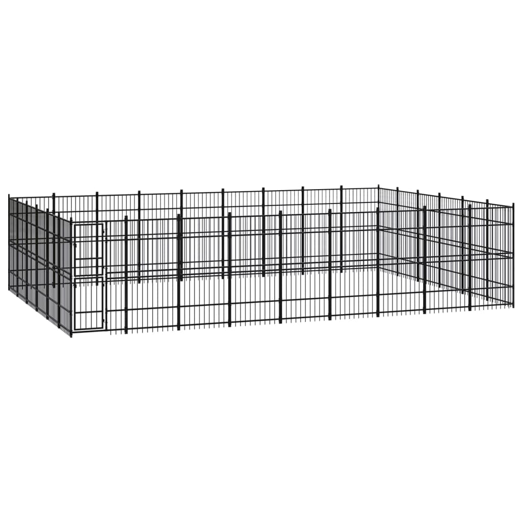 Outdoor Dog Kennel Steel 49.77 mÂ²