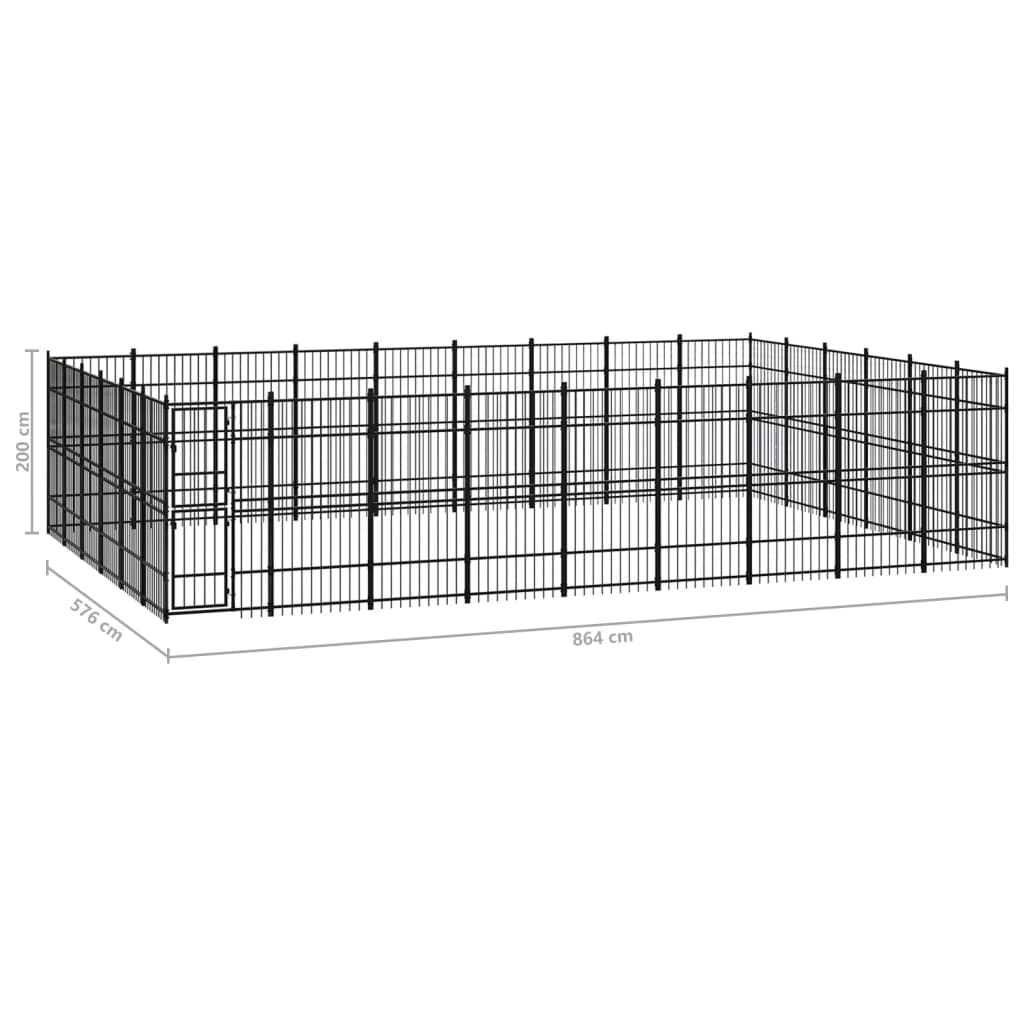 Outdoor Dog Kennel Steel 49.77 mÂ²