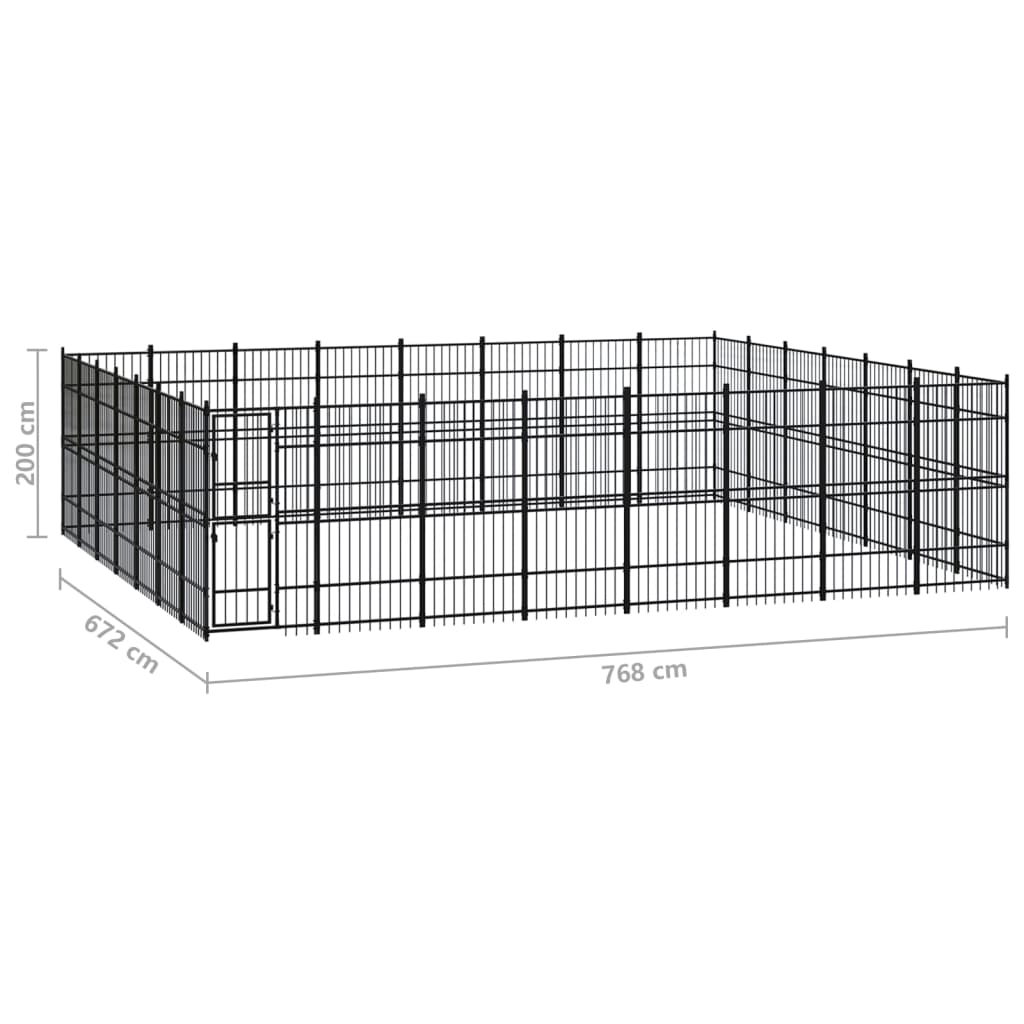 Outdoor Dog Kennel Steel 51.61 mÂ²