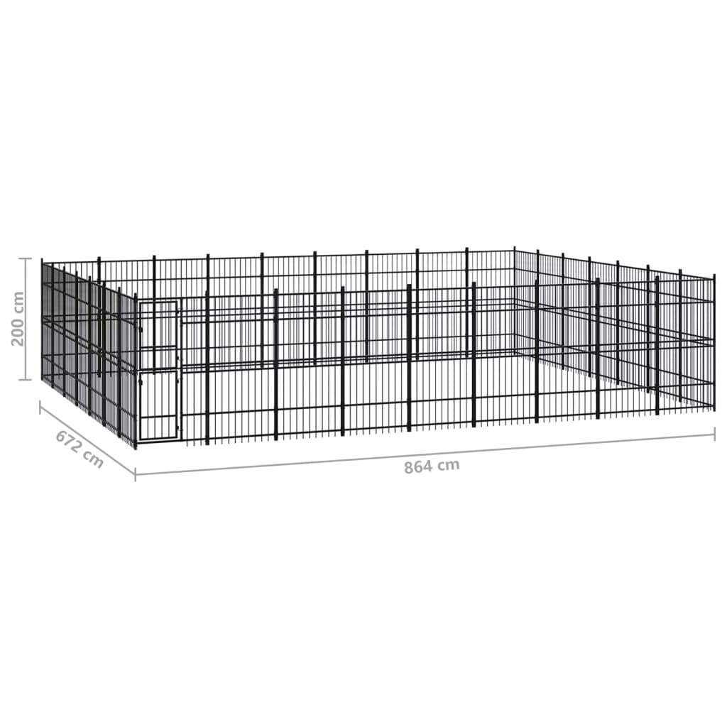 Outdoor Dog Kennel Steel 58.06 mÂ²