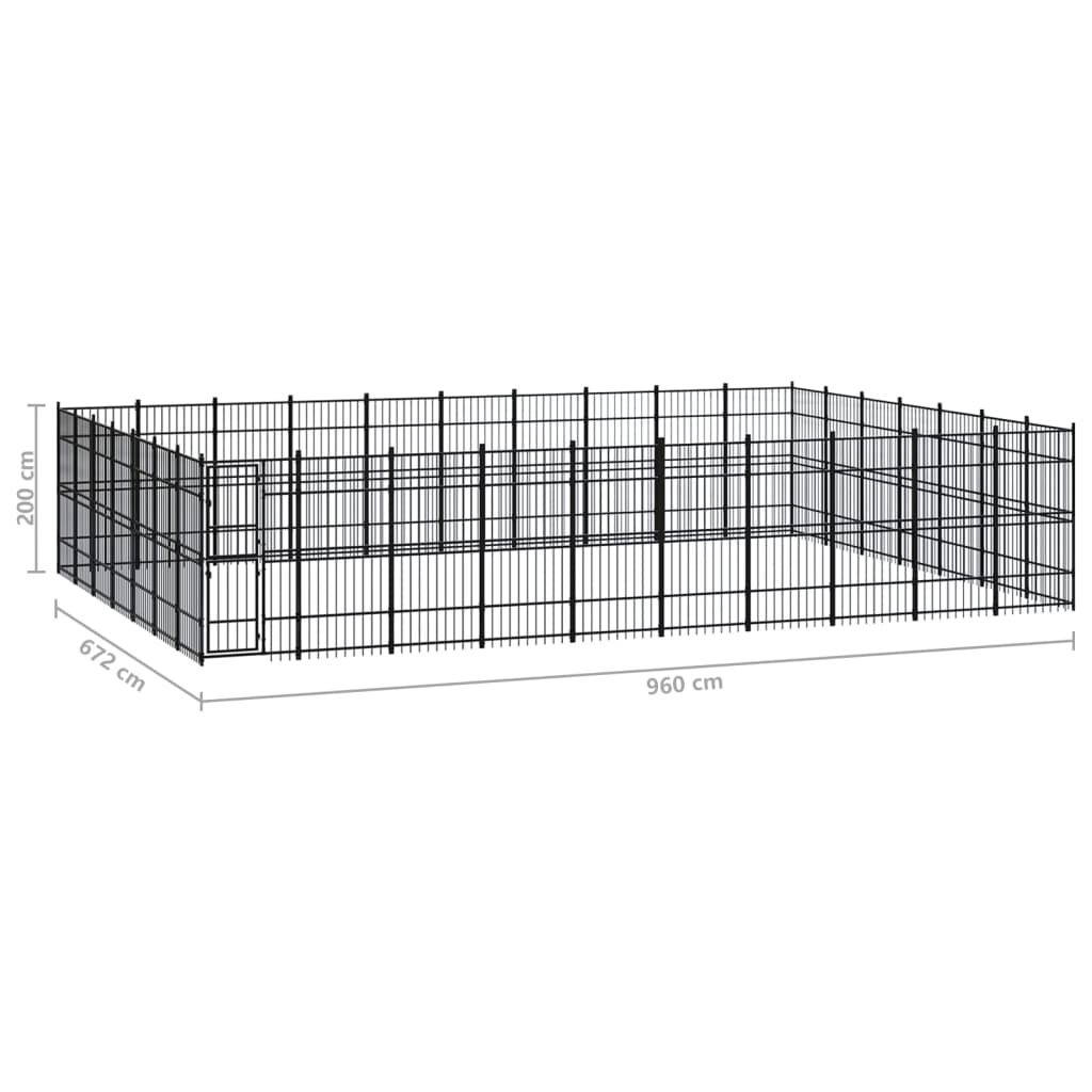 Outdoor Dog Kennel Steel 64.51 mÂ²