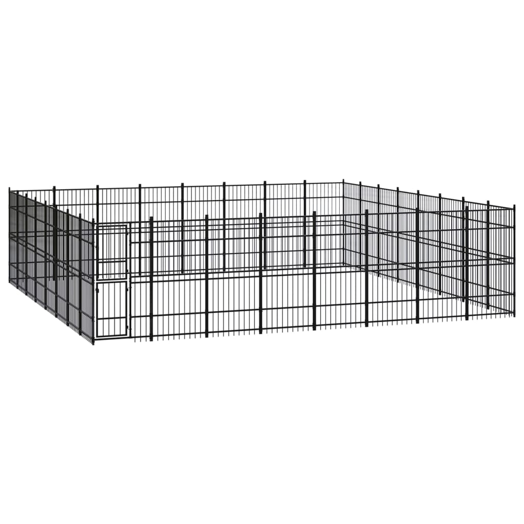 Outdoor Dog Kennel Steel 58.98 mÂ²