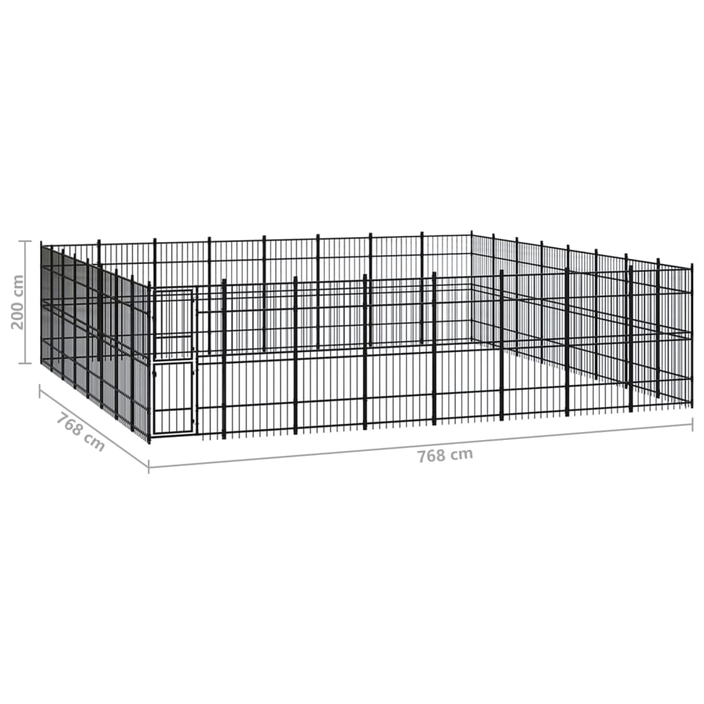 Outdoor Dog Kennel Steel 58.98 mÂ²