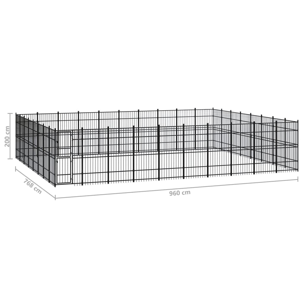 Outdoor Dog Kennel Steel 73.73 mÂ²