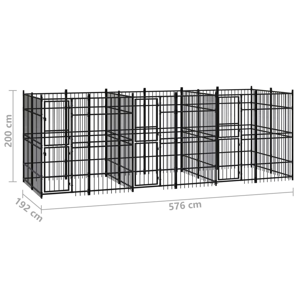 Outdoor Dog Kennel Steel 11.06 mÂ²