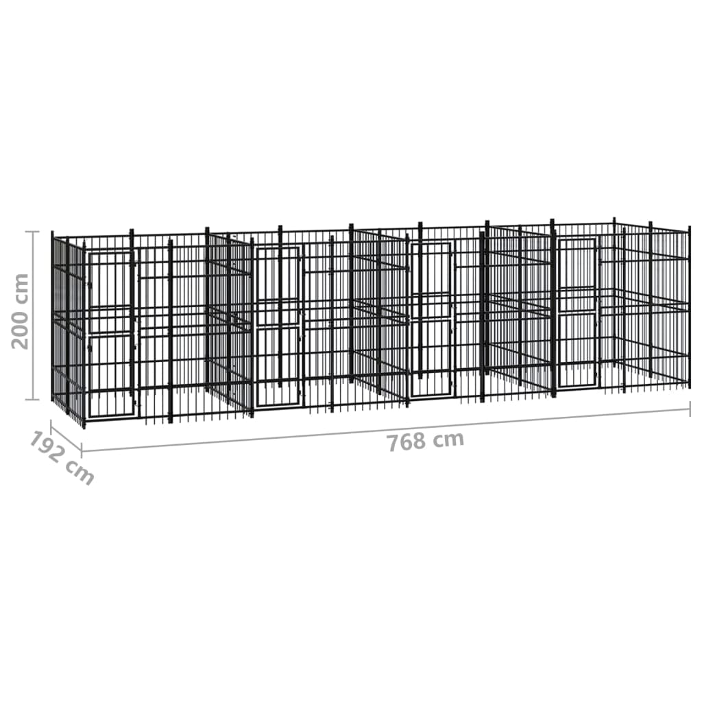 Outdoor Dog Kennel Steel 14.75 mÂ²