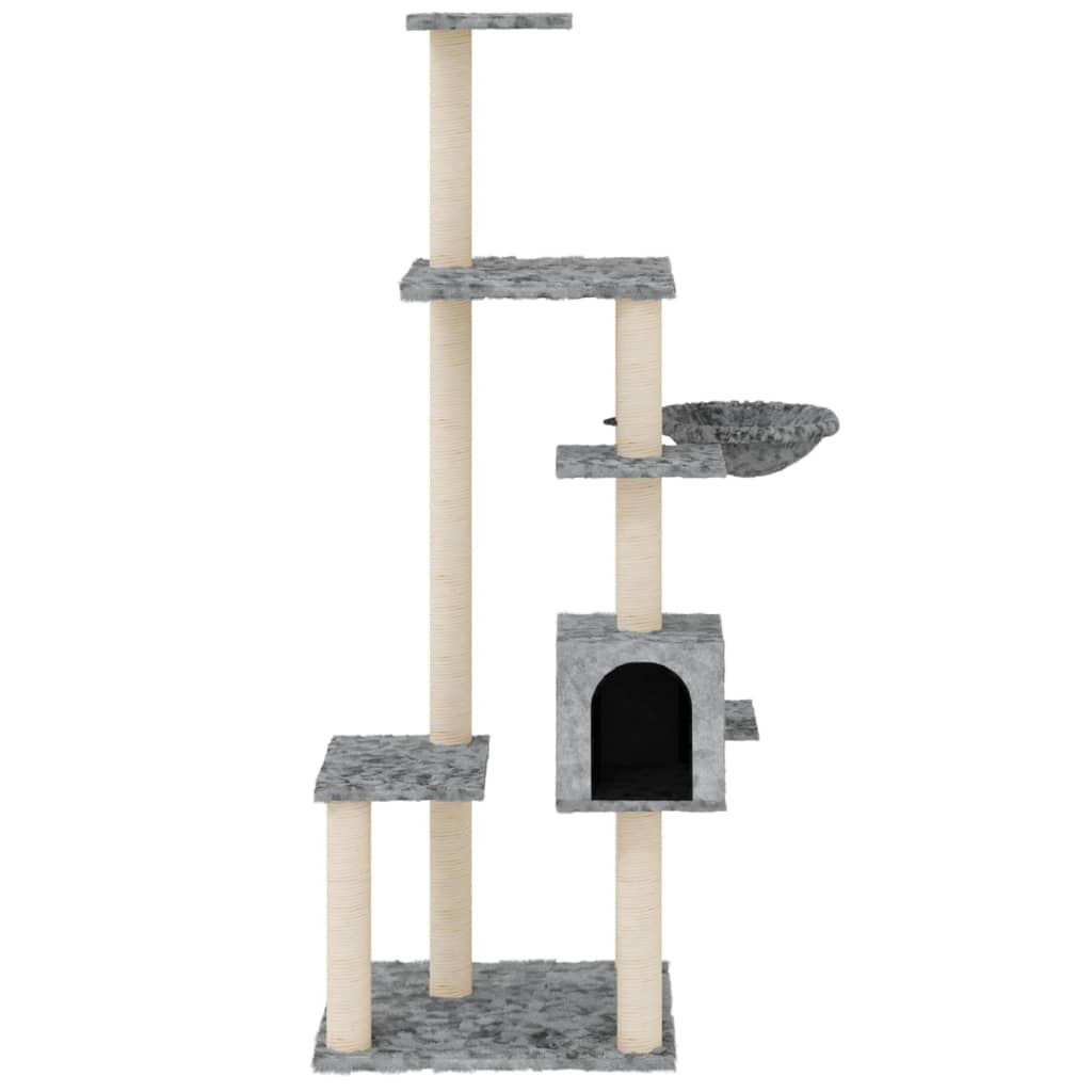 Cat Tree with Sisal Scratching Posts Light Grey 142 cm