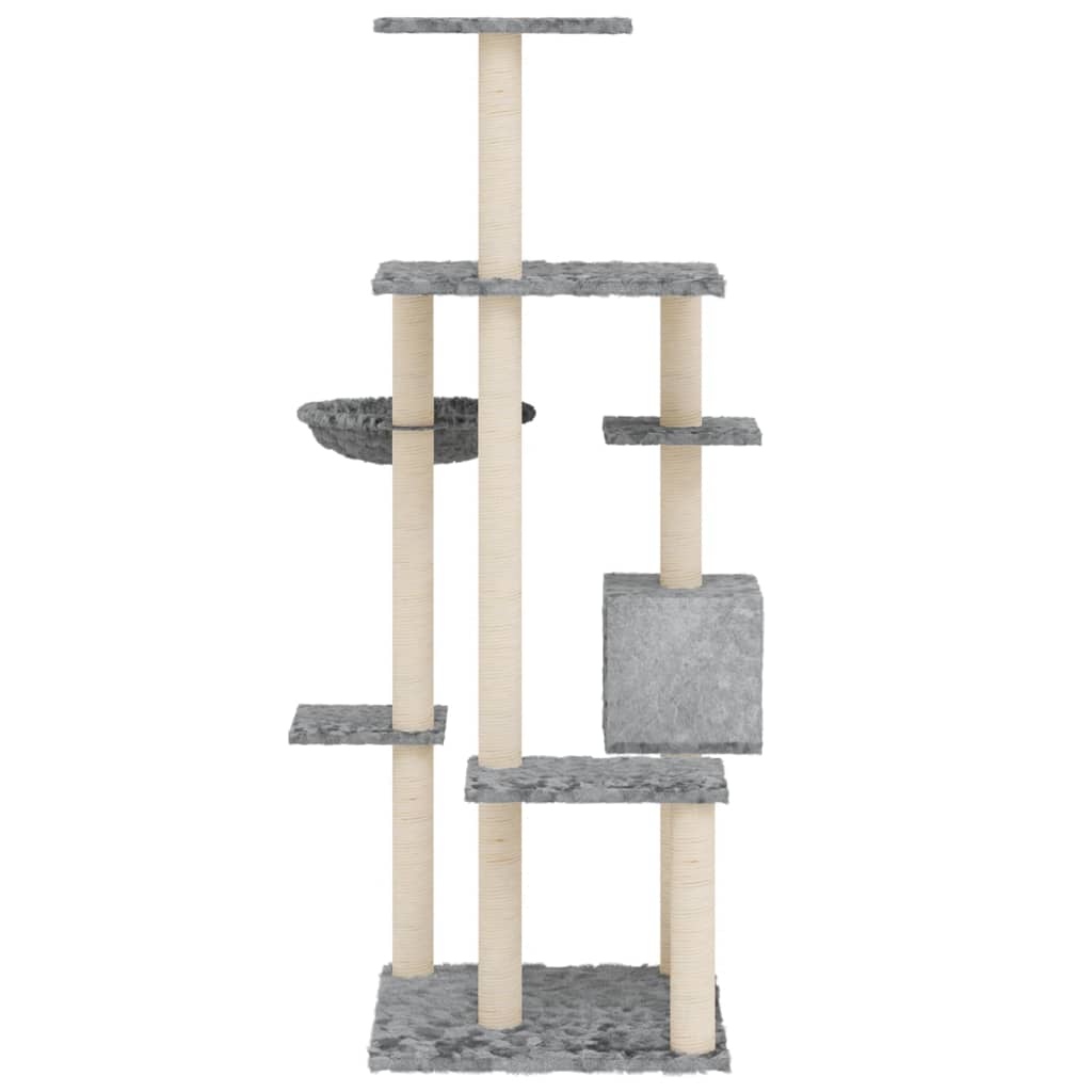 Cat Tree with Sisal Scratching Posts Light Grey 142 cm