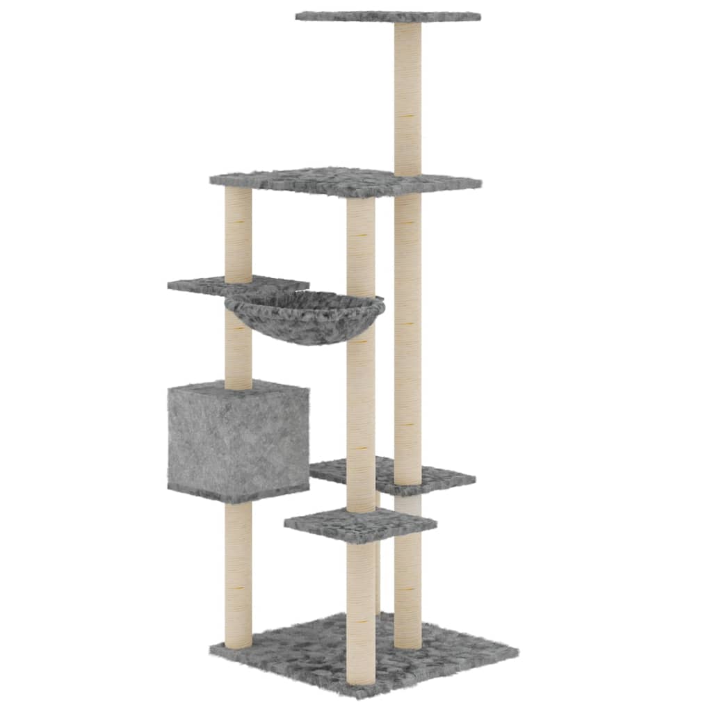 Cat Tree with Sisal Scratching Posts Light Grey 142 cm