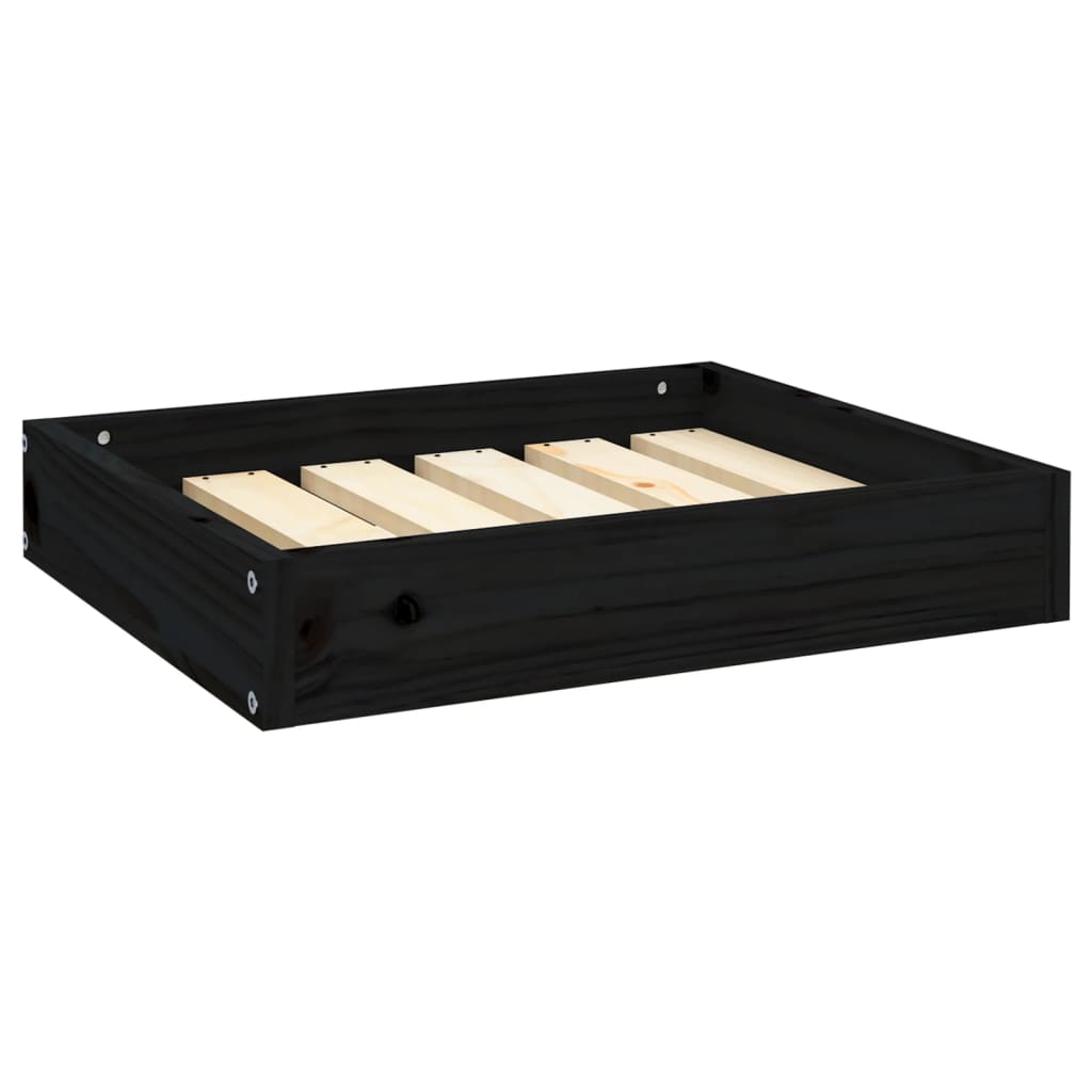 Dog Bed Black 51.5x44x9 cm Solid Wood Pine