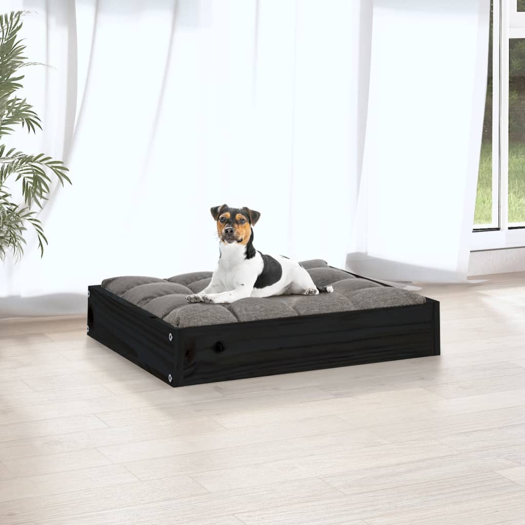 Dog Bed Black 51.5x44x9 cm Solid Wood Pine