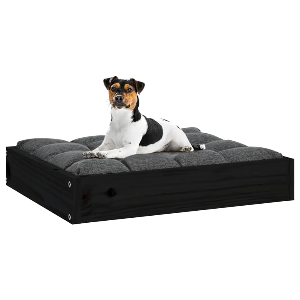 Dog Bed Black 51.5x44x9 cm Solid Wood Pine