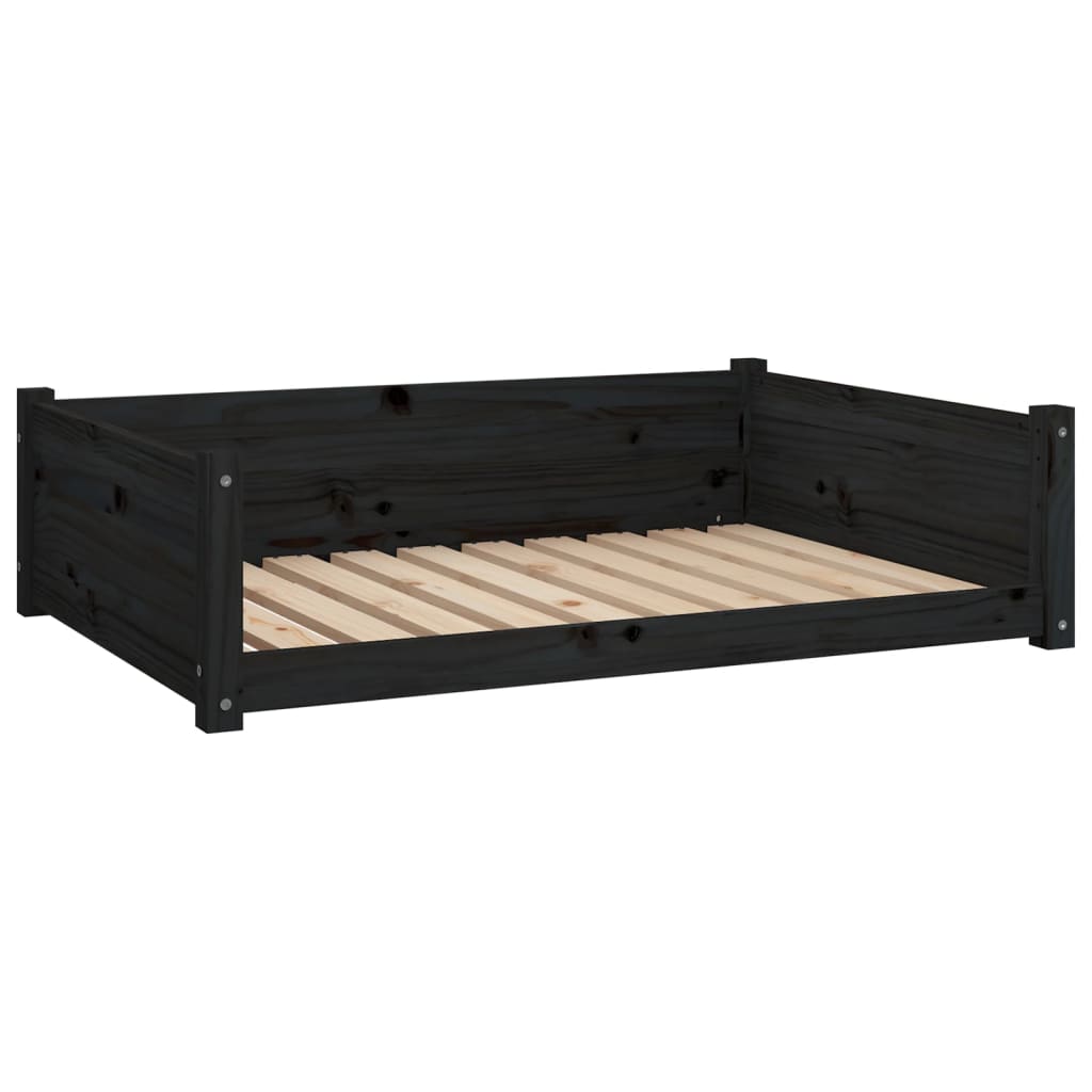 Dog Bed Black 95.5x65.5x28 cm Solid Pine Wood