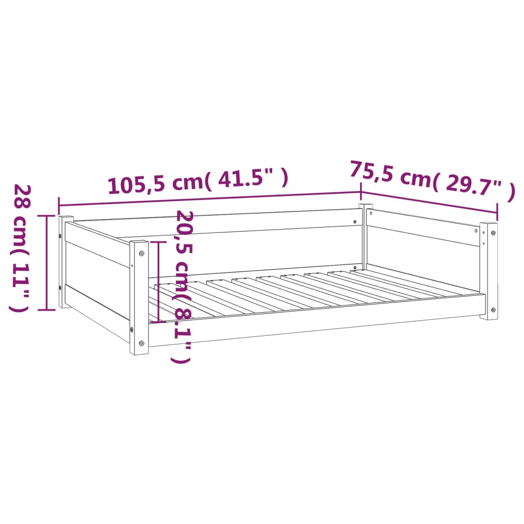 Dog Bed 105.5x75.5x28 cm Solid Pine Wood