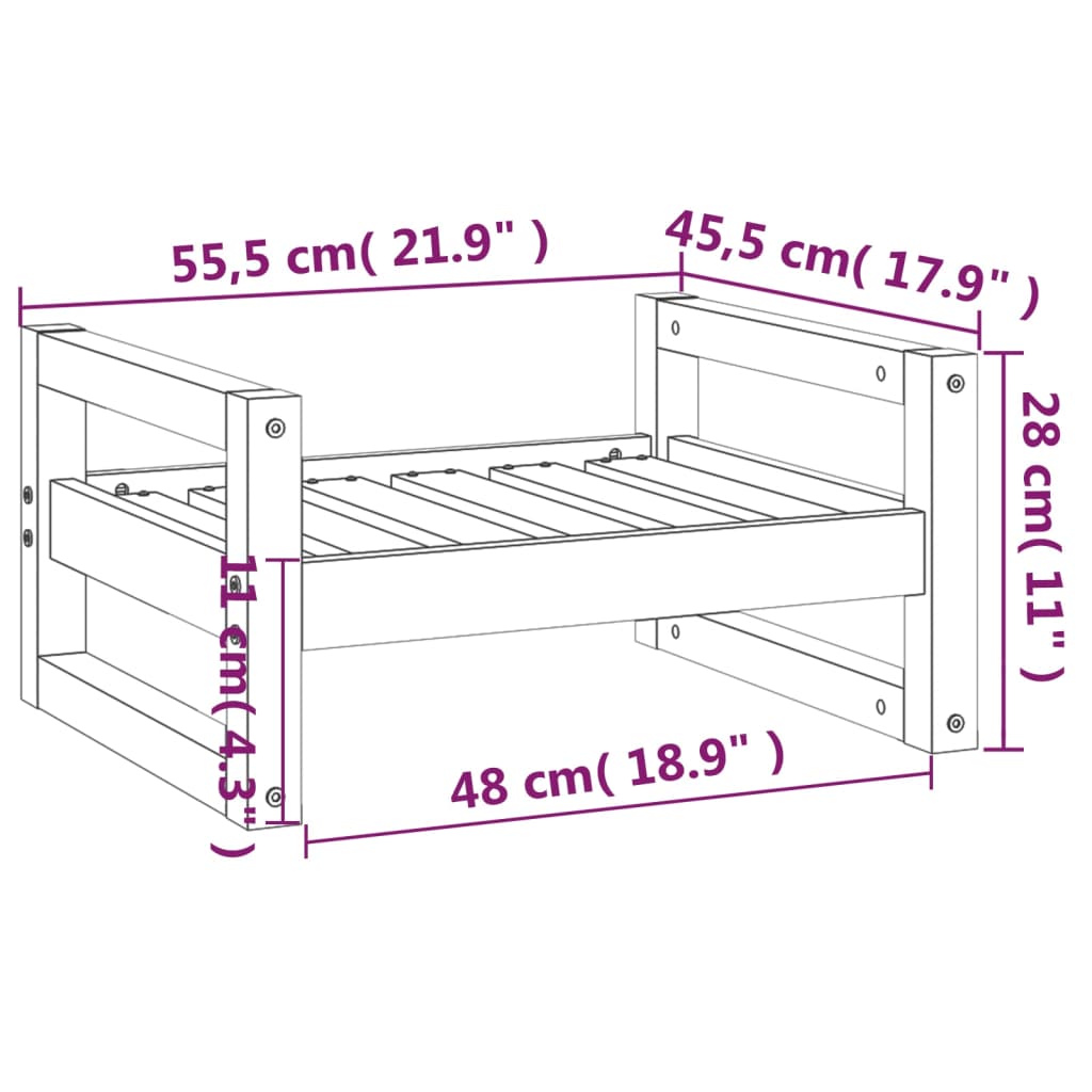 Dog Bed Grey 55.5x45.5x28 cm Solid Pine Wood