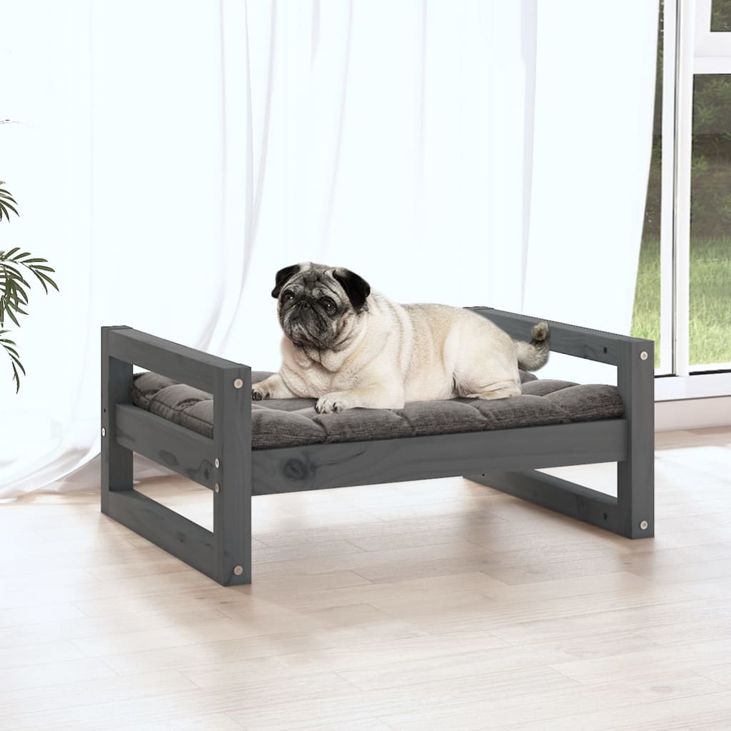 Dog Bed Grey 65.5x50.5x28 cm Solid Pine Wood