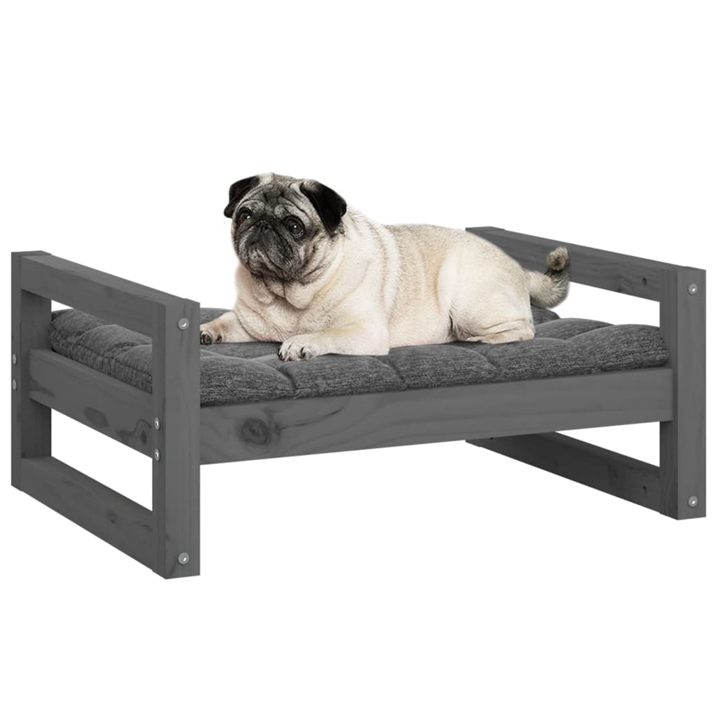 Dog Bed Grey 65.5x50.5x28 cm Solid Pine Wood