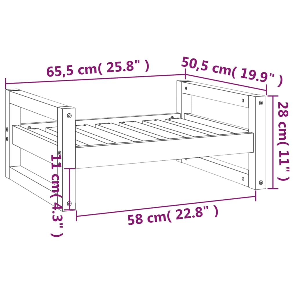 Dog Bed Grey 65.5x50.5x28 cm Solid Pine Wood