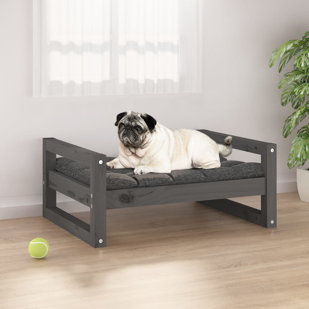 Dog Bed Grey 65.5x50.5x28 cm Solid Pine Wood