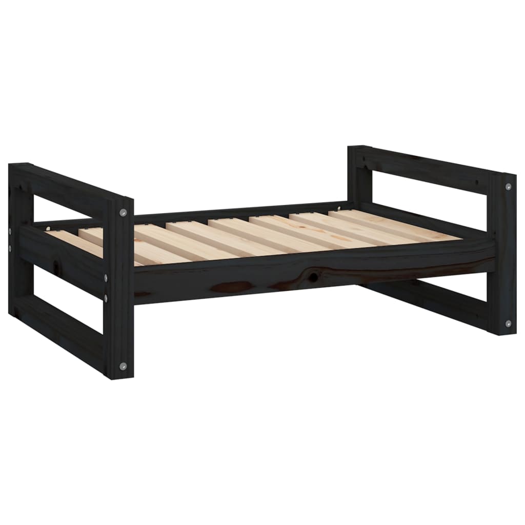 Dog Bed Black 75.5x55.5x28 cm Solid Pine Wood