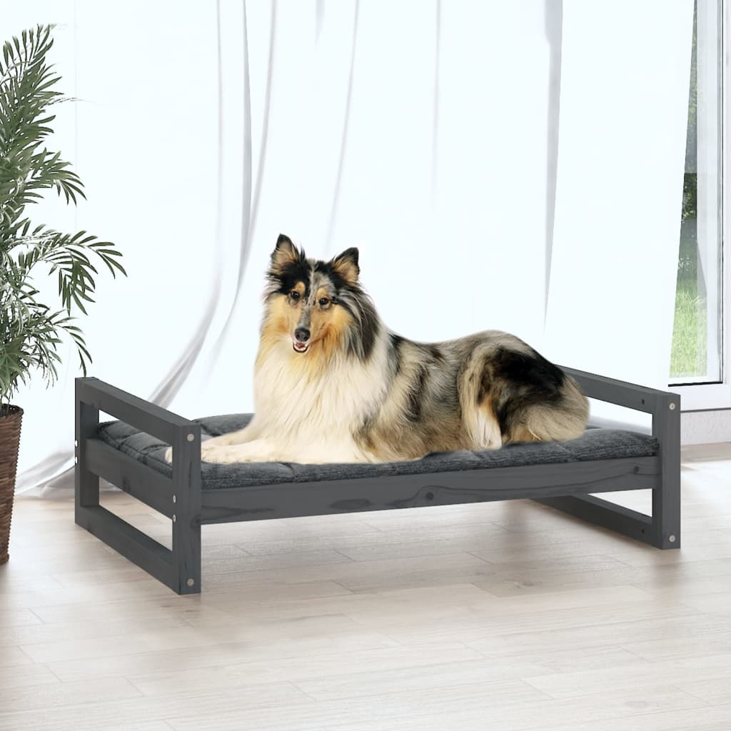 Dog Bed Grey 95.5x65.5x28 cm Solid Pine Wood