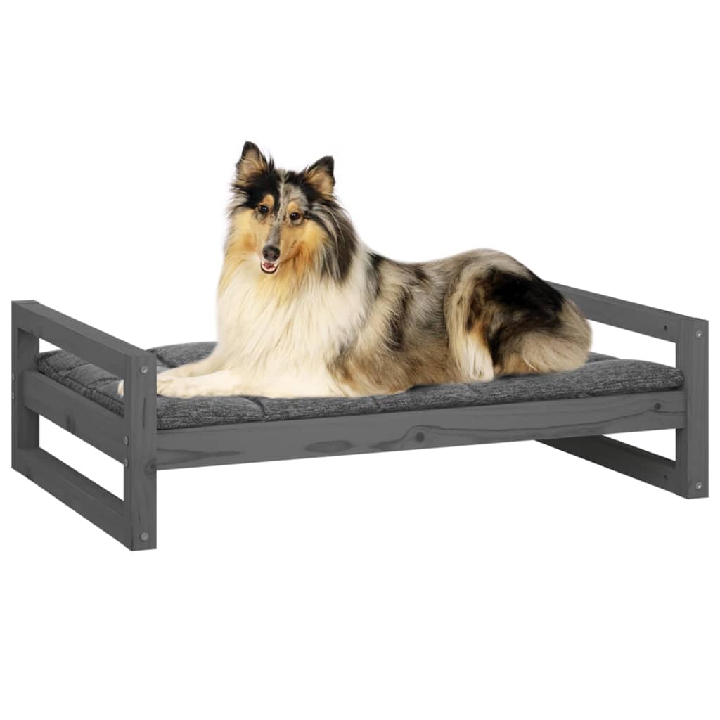 Dog Bed Grey 95.5x65.5x28 cm Solid Pine Wood