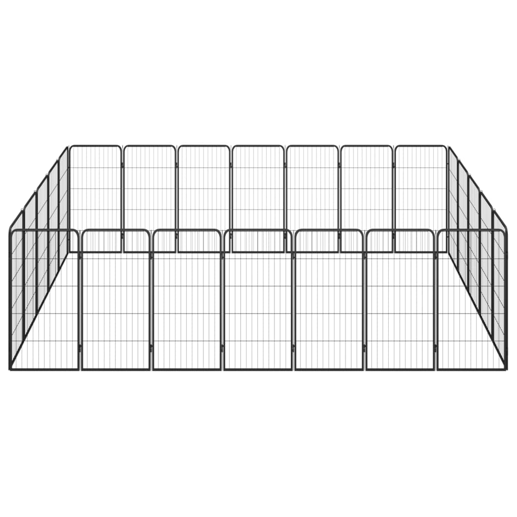 24-Panel Dog Playpen Black 50x100 cm Powder-coated Steel