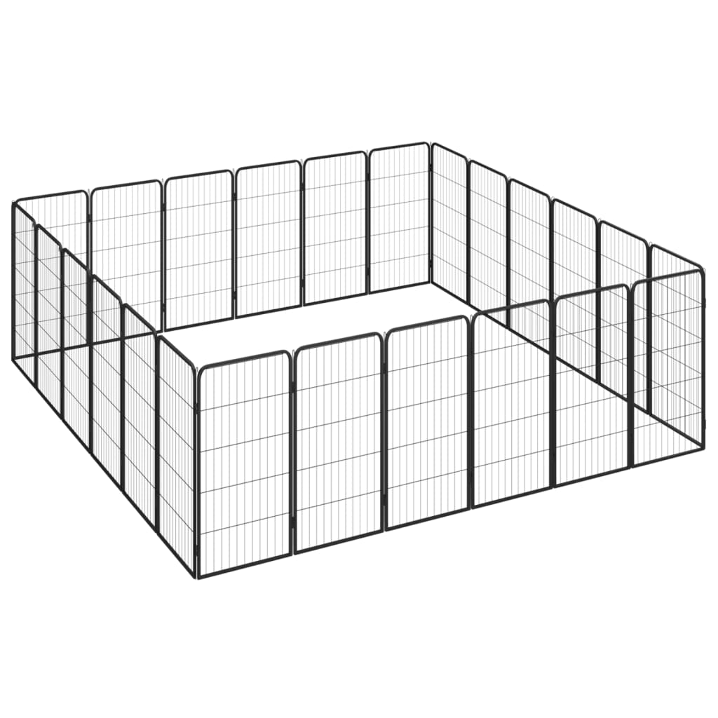 24-Panel Dog Playpen Black 50x100 cm Powder-coated Steel