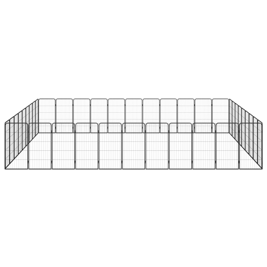 40-Panel Dog Playpen Black 50x100 cm Powder-coated Steel