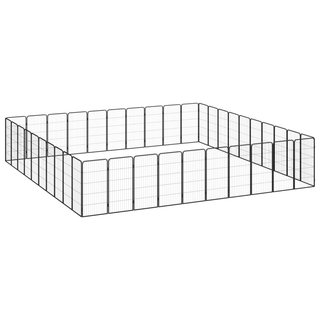 40-Panel Dog Playpen Black 50x100 cm Powder-coated Steel